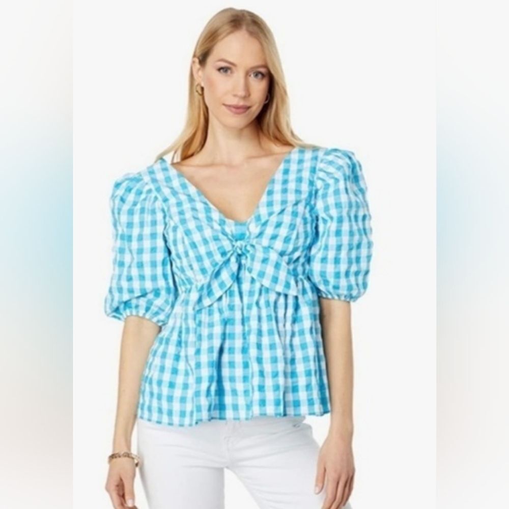 NWT Lilly Pulitzer Sarafina‎ Short Sleeve Top Gingham Size 0